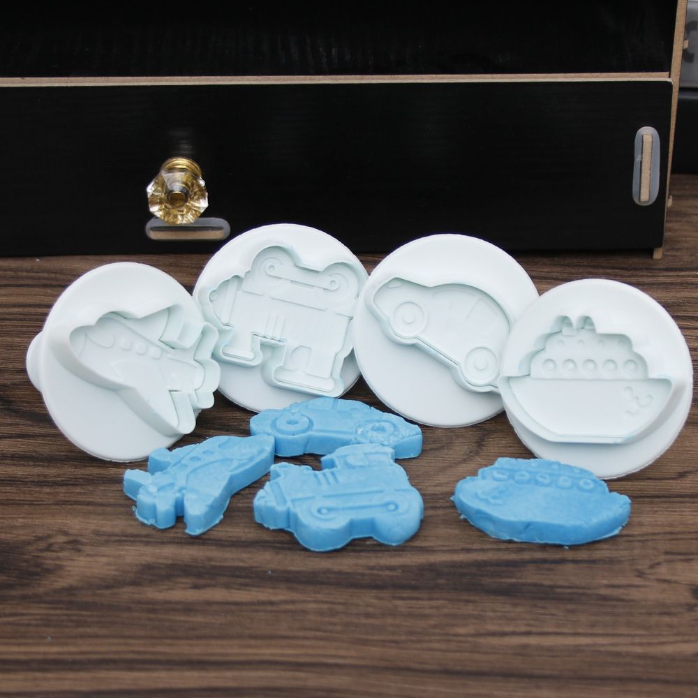4 TEILE/LOS Raketen fahrzeug, Panzer, Gepanzerte Auto Sonde Kunststoff Cookie Cutter, Fondant Kuchen Werkzeuge, kuchen Dekorieren DIY Formen