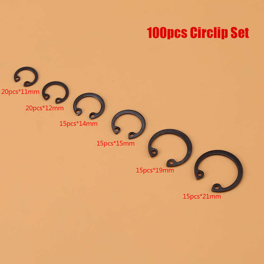 100Pcs Snap Borgring Assortiment Set 11-21Mm 6 Maten Met Doos El