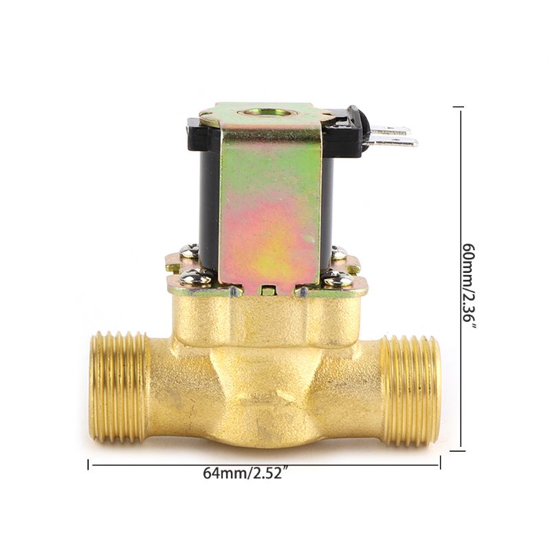 Válvula de entrada de agua de cobre , normalmente cerrada, 4 puntos DC12V, calentador de agua Solar, válvula solenoide de bobina solenoide, 19QE