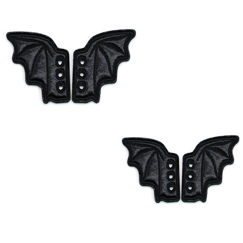 Personality Winter Boots Kids Sneakers Skate Shoe DIY Decorations Charms PU Leather Wings Bats Shoe Wings Accessories for Shoes: Black 2Pairs