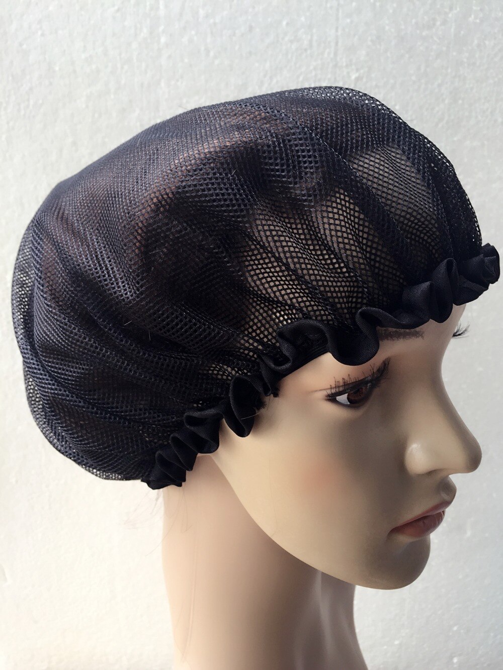 2pcs/Pack Black Big Bonnet Sleep Cap Night Sleeping Hat Weaving Net Hair Protection Have a Nice Wrapping Strip