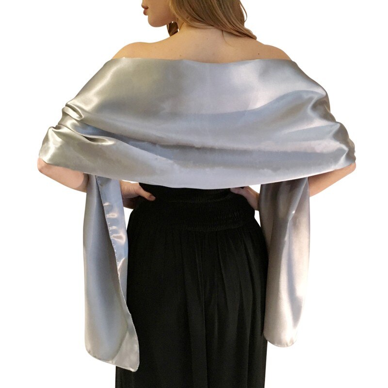 Élégante écharpe de mariage en Satin enveloppes de mariée 200*45 cm longueur châle de fête de mariage printemps nouveauté: Light Gray