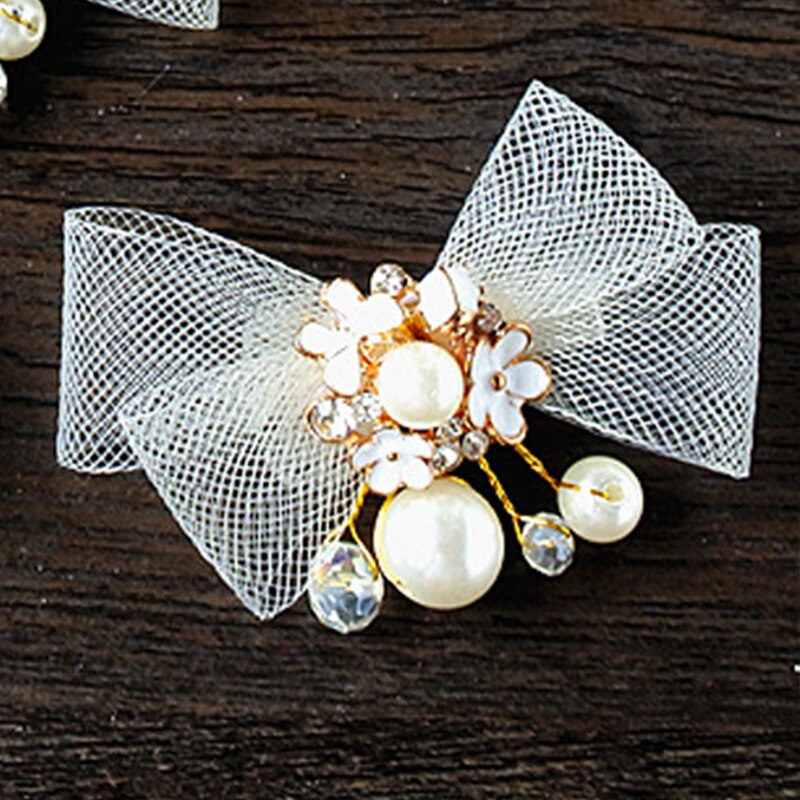 Horquilla de lazo de malla de para niña, accesorios para el cabello, horquilla nupcial, horquillas para el pelo, tocado de perla, joyería para el cabello con lazo