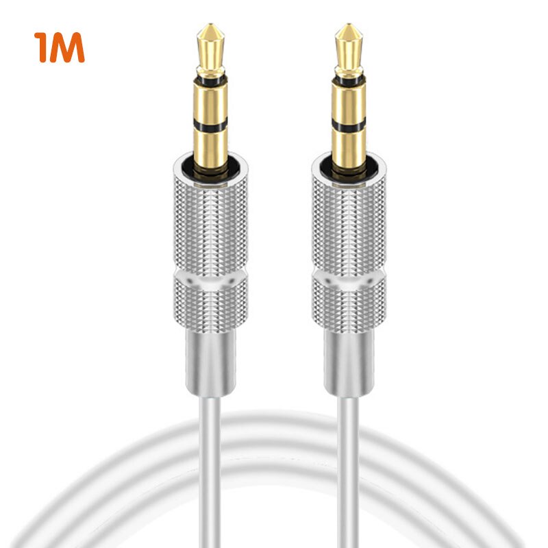 1m/2m/3m Aux Audio Line 3.5mm Audio Cable Gold-plated Stereo Car Aux Audio Line Public Audio Line 3.5mm Digital Cables For Phone: 04 WHITE 1M