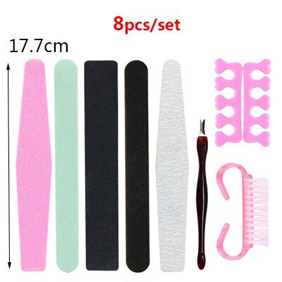 Ferramentas para arte em unhas, bloco de amortecedor, lixa, polimento, lixa, pincel de unha, profissional, cuidados com as unhas de manicure e pedicure: 8PCS  style O