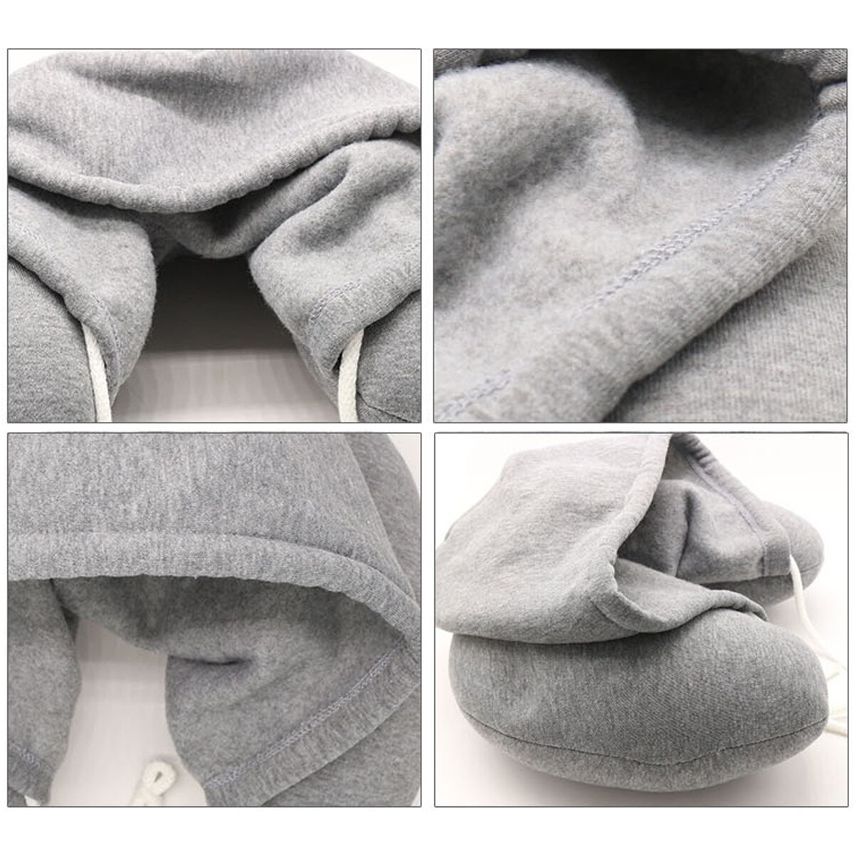 Zachte U Type Nekkussen Hoodie Microfiber Neksteun Kussen Met Trekkoord Reizen Middag Dutje