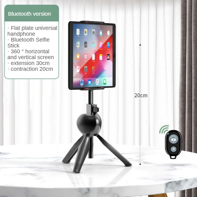 Tripod Mobile Phone Bracket Desktop Live Selfie Bluetooth Remote Control Lazy Tablet PC Douyin Useful Product: Upgrade Tablet Black   Bluetooth Selfie Stick