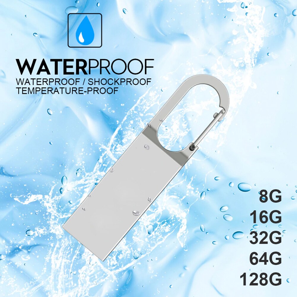 High Speed USB Memory Stick Metal USB 2.0 Flash Drive Pen 8GB/16GB/32GB/64GB/128GB Key Ring U Stick Memory Storage Pendrives