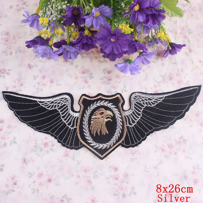 Parches de motociclista Punk para ropa, parches bordados con alas de calavera para ropa, pantalones vaqueros, chaqueta, apliques, insignias de parche para motocicleta: Latón