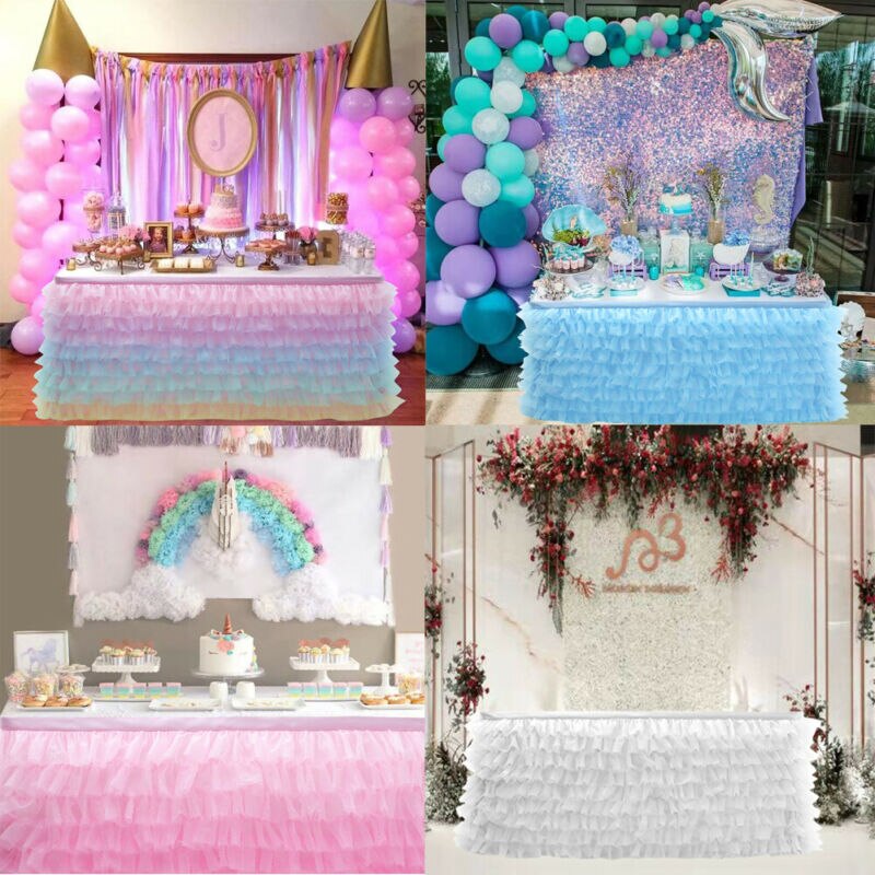 Tyll tutu bord nederdel tyll bordtøj til bryllup dekoration baby shower fest bryllup bord fodpaneler hjem tekstil