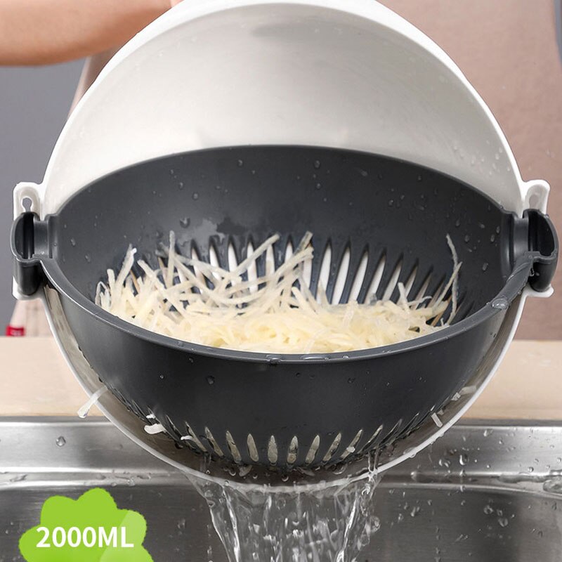 9 in 1 snijmachine, roterende groentesnijder met uitlekmand, multifunctionele keukengroentesnijder, rasp, schilmesje