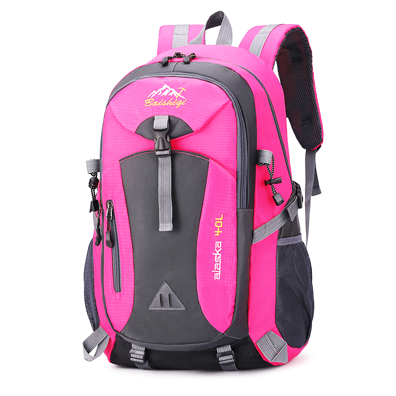 Men Backpack Nylon Waterproof Casual Outdoor Travel Backpack Ladies Hiking Camping Mountaineering Bag Youth Sports Bags: Pink