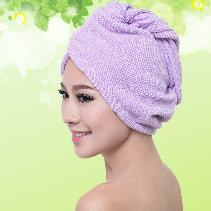 Wontive mikrofiber efter brusebad hår tørring wrap kvinders piger damehåndklæde hurtigtørrende hår hat kasket turban hoved wrap badeværktøj: Lilla