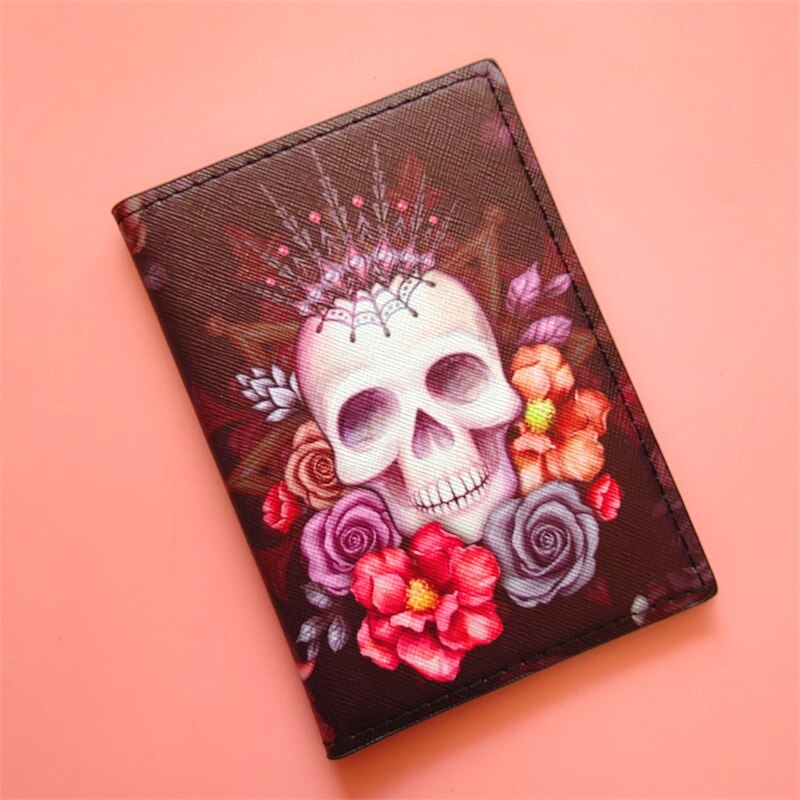 Mode Vrouwen Skull Paspoort Cover Reizen Paspoort Ticket Houder Cover Op Het Paspoort Case Paspoort Pouch