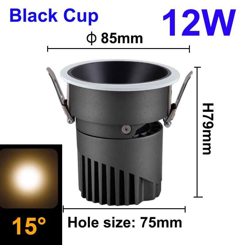 Led Spots Kleine Bundel Hoek Spot Licht Ingebed 12W 3 8 15 Graden Plafond Foco Voor Home Picture Art Museum Downlights Rond