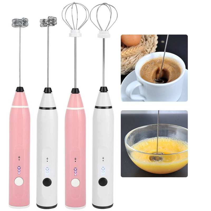 Small Electric Whisk Handheld Foamer for Coffee Latte Chocolate Charging 3 Stirring Rate Milk Frother Mixer Kitchen Supplies
