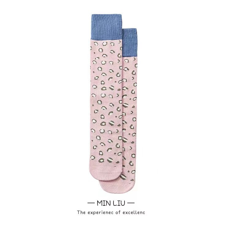 Calzini per bambini autunnali abbinati a colori lunghi con stampa leopardata calzini per bambini sport per il tempo libero calzini per ragazzi e ragazze 3 pezzi1 lotto WZ35: 06
