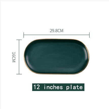 Luksus keramik køkkengrej skål tallerken middagssæt smaragdgrøn phnom penh suppeskål vestlig tallerken sæt runde ovale plader: 12 tommer plade