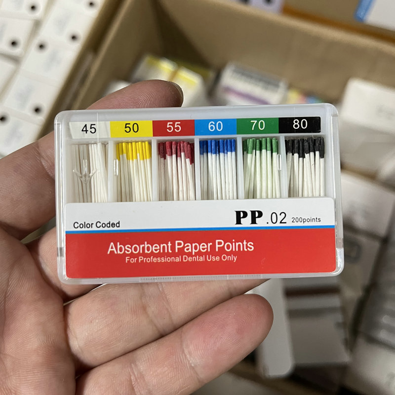 Dentaire 02 Points de papier absorbant, annulation des racines, endodontie, pointes en fibres de coton, produit de dentiste, tailles mixtes: 4