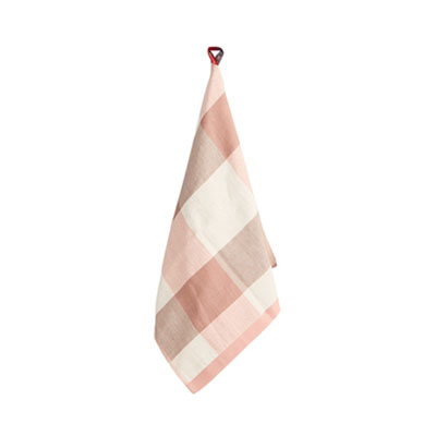 Paño de Cocina Fabricado en Algodón Puro con Tira para Colgar, Trapo de Tejido Grueso y Absorbente, Nórdico, Ideal como Toalla de Mano para el Baño o como Accesorio de Limpieza del Hogar: Checkered-pink