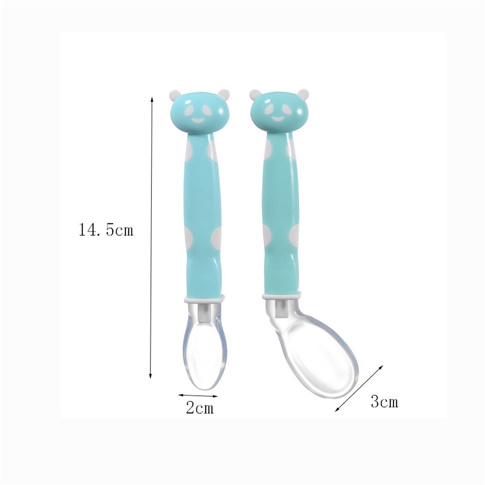 Cuchara de silicona suave para la alimentación para bebé vajilla con dibujos animados de Panda cucharas platos utensilios infantiles cucharas de aprendizaje 2 unids/set