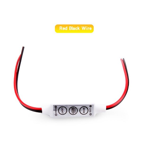 DC12V 3Key Mini RGB Controler Led Controler for 5050 3528 SMD LED Strip: Red Black Wire