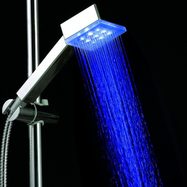 Alcachofa de ducha Led con temperatura cuadrada 9LED, boquilla de ducha ultrabrillante, controlada por temperatura, tres colores, L1007