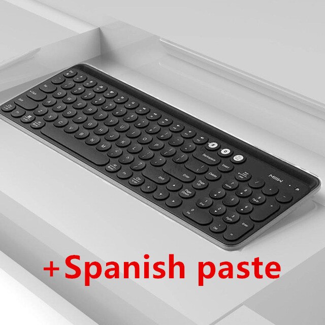 Original Xiaomi Miiiw Bluetooth Dual Mode Keyboard 104 Keys 2.4GHz Multi Compatible Wireless Portable for macbook Keyboard mini: Black--Spain Paste