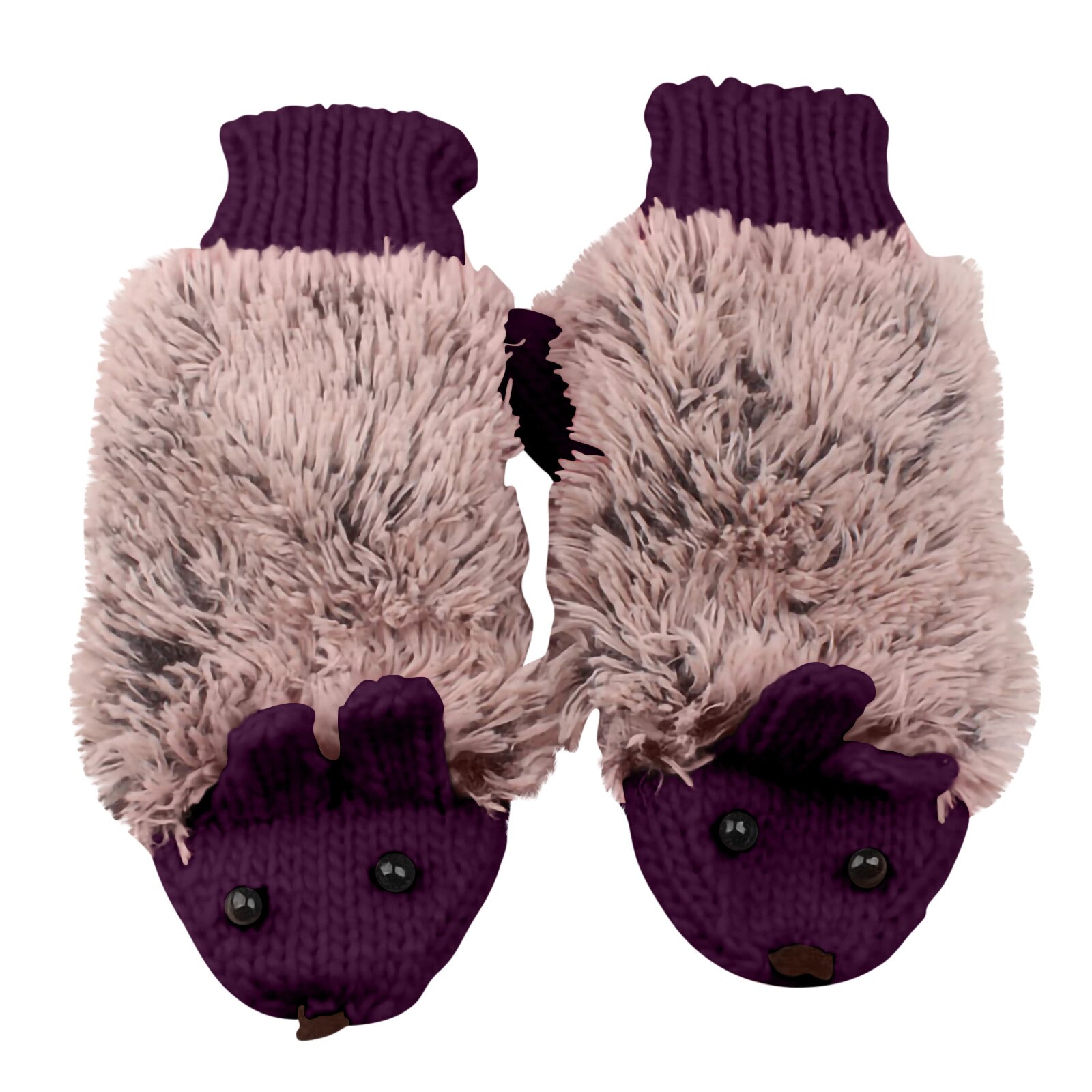 Vrouwen Grappige Egel Handschoenen Winter Warm Gebreide Volledige Vinger Wanten Unisex Casual Animal Luvas: PP