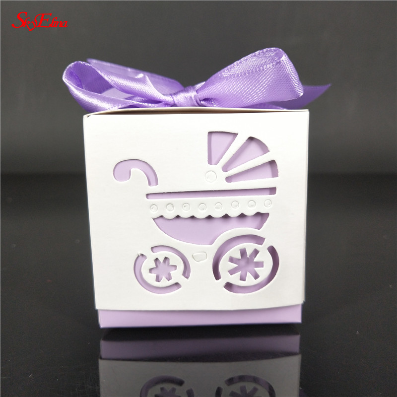50Pcs box wedding dragees Vlinder Bonbondoos verpakking Huwelijkscadeau Dozen Chocolade Doos Voor Gasten Party Bruiloft Decoratie 6Z: purple / 50pcs
