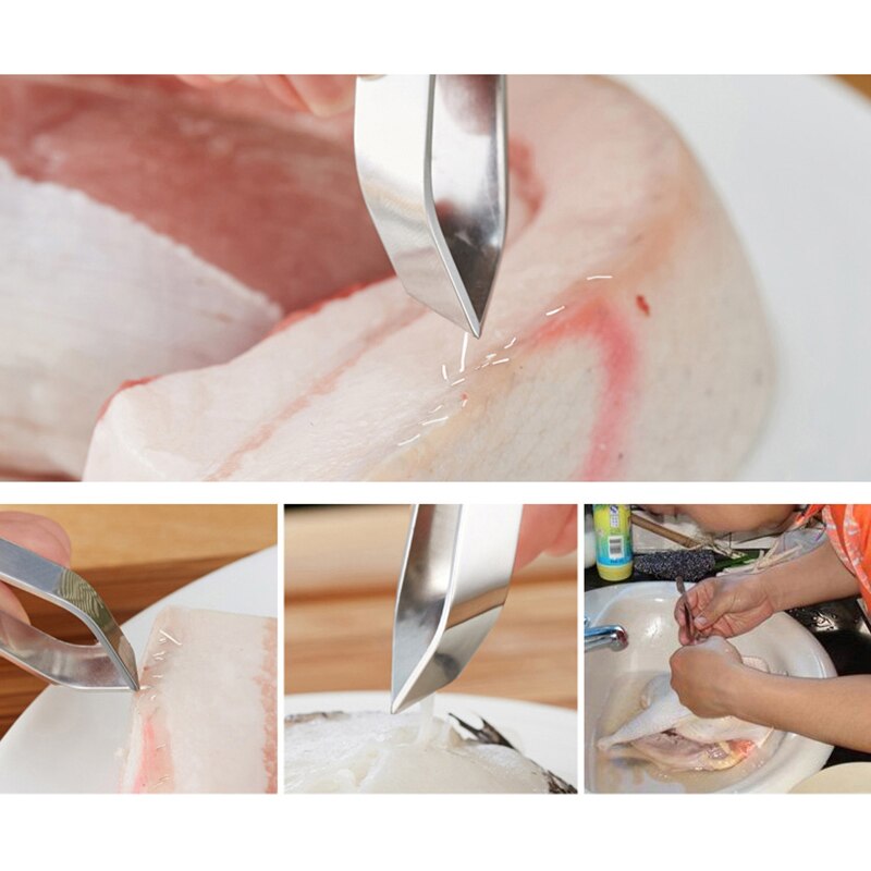 Stainless Steel Hair Remover Fishbone Fur Bones Tongs Pliers Animal Feather Plucking Remover Kitchen Supplies Tool Accessories