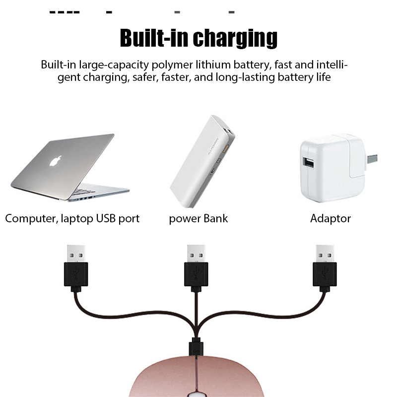 Draadloze Muis Bluetooth Oplaadbare Muis Voor Computer Stille Mause Ergonomische Mini Muis Usb Optische Muizen Voor Pc Laptop