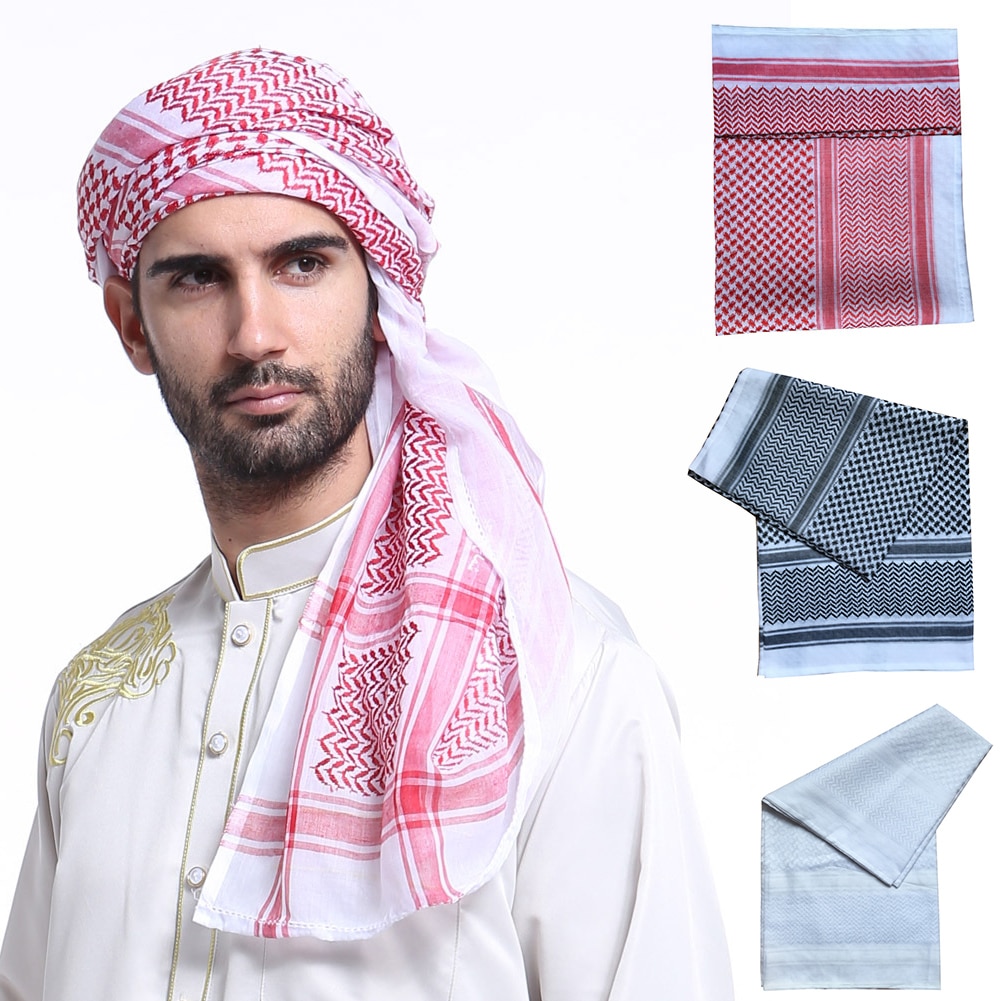Adult Men Arab Head Scarf Keffiyeh Middle East Desert Shemagh Wrap Muslim Headwear Arabian Costume Accessories LXH