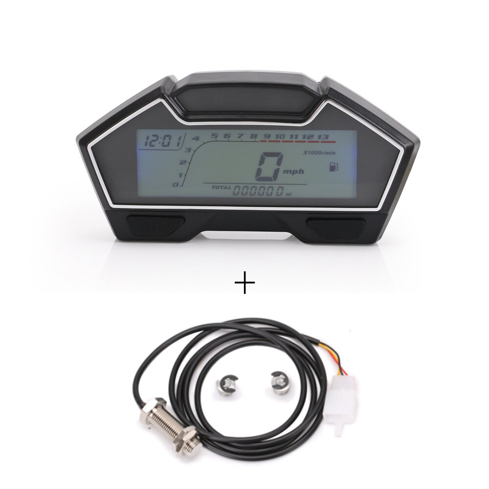 Universal LCD Motorcycle Racing Street Bike Speedometer Odometer RPM Speed Fuel Gauge 199 Kph Mph DIY Speedometer: without sensor