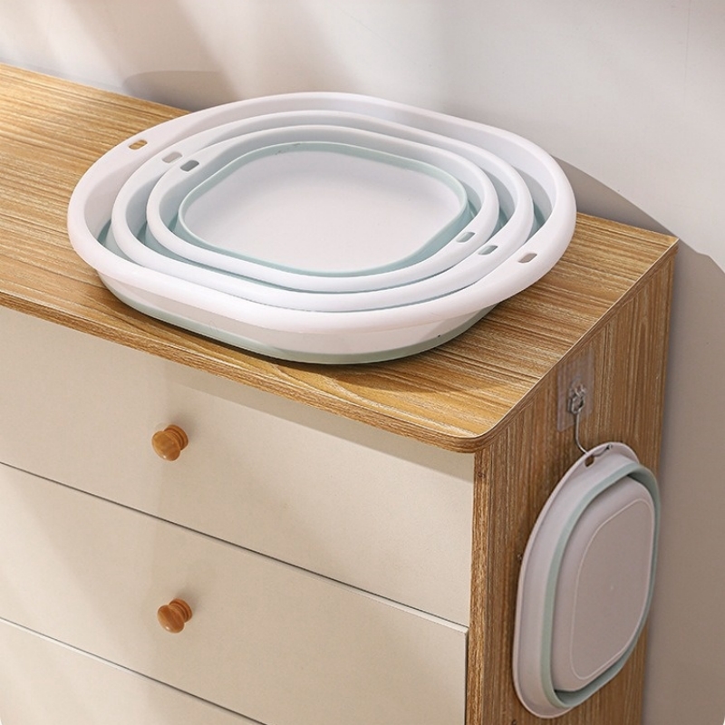 Folding Washbasin Silicone Portable Basin Foldable Bucket Camping Sink Bath Goods Dorm Room Essential Collapsible Laundry Bowl