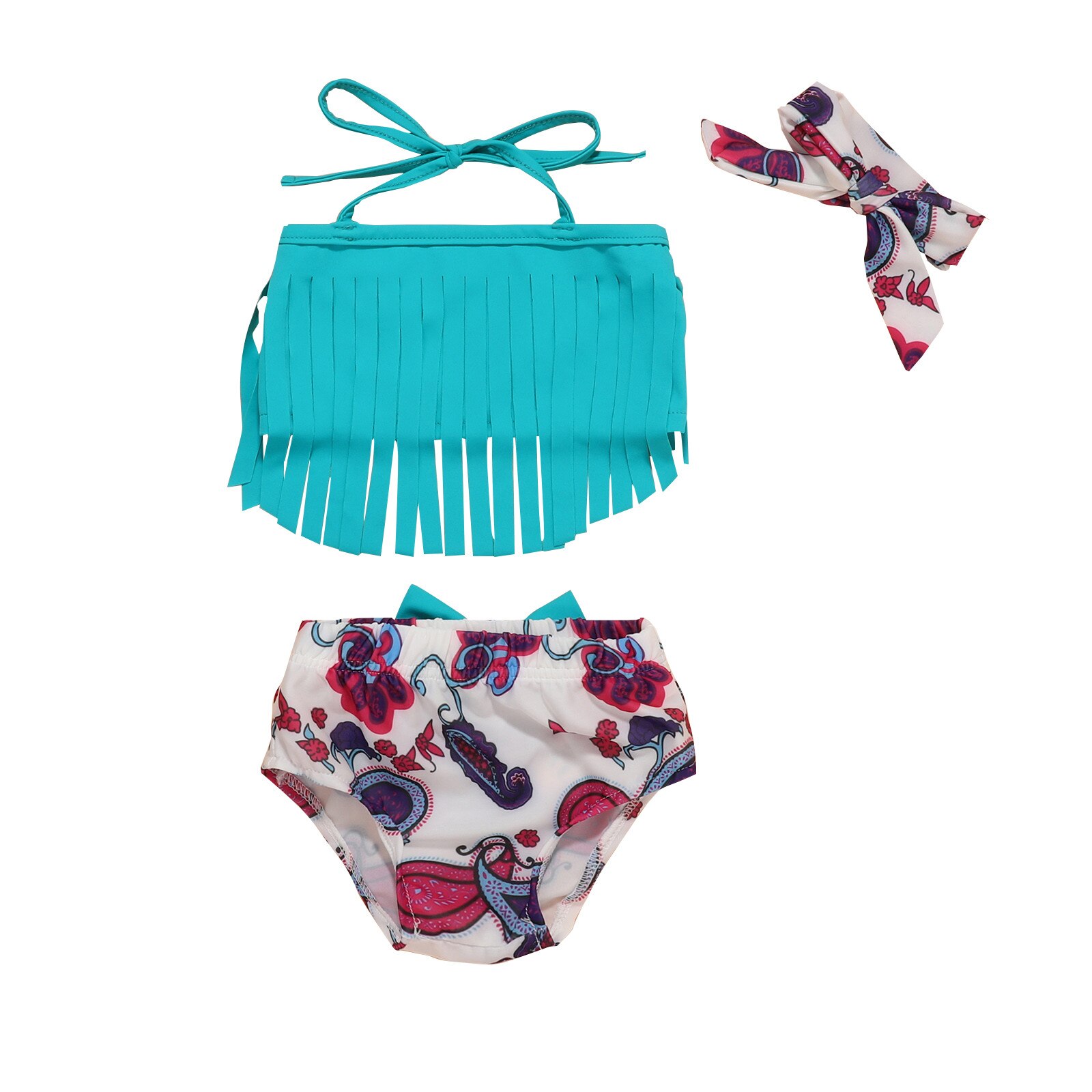 XIXIMAON Baby Bikini Set 3-teilig - Mädchen Bademode Mit Hut 0-24 Monate