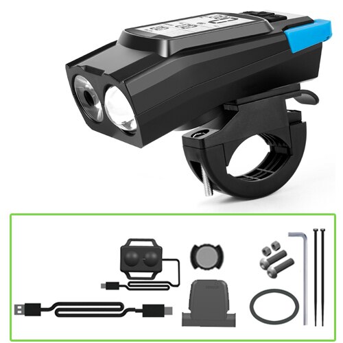 Campanello per bici anello elettronico avvisatori acustici faro per Computer 3 in 1 120DB accessori per biciclette con allarme ad aria forte: Blue H1