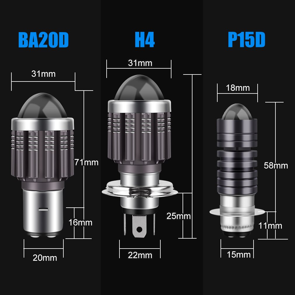 Ampoules de phare de Moto LED H4 H6 BA20D P15D, lentille CSP, blanc jaune, accessoires de Scooter Hi Lo, antibrouillard 12V, 10000lm
