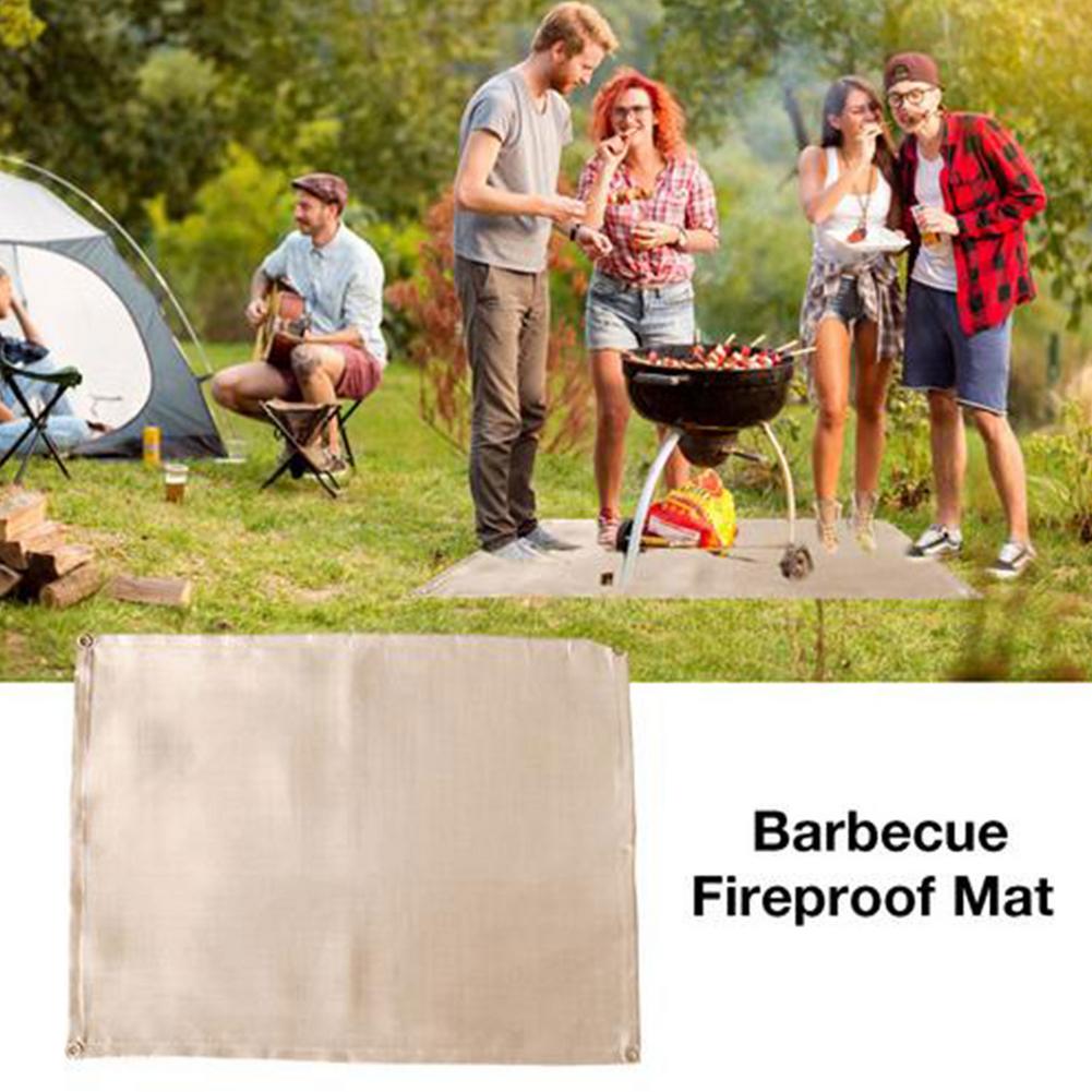 Camping Fireproof Grill Mat Cloth Flame Retardant Ember Mat Blanket Heat Insulation Pad For Outdoors Barbecue Fire Blanket