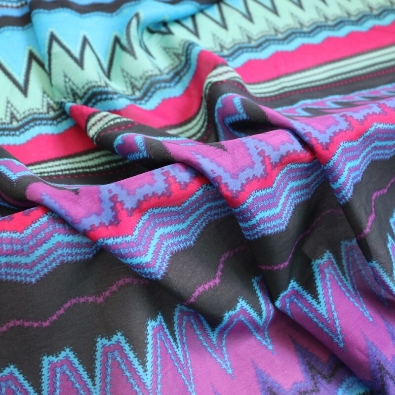 100cm*135cm Bohemian Dress Material Natural Silk Cotton Fabric Geometric