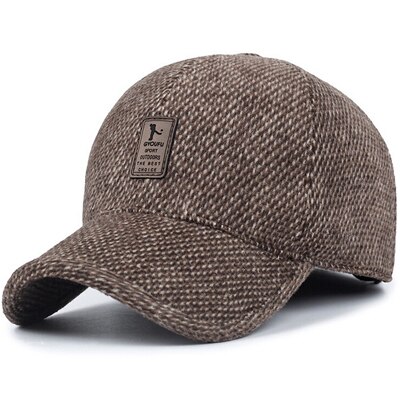 Nouveaux hommes hiver chapeau casquette de Baseball avec des rabats d'oreille mâle tricoté casquette hommes os casquette Snapback épais noir papa chapeaux pour père: Coffee