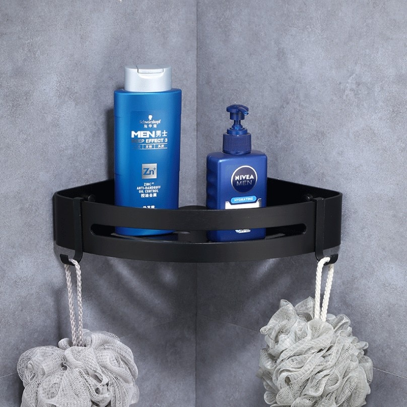 Tilaa alumiinimusta kylpyhuoneen hyllyt seinäasennus nurkkaan suihkuteline shampoo säilytysteline kylpyhuonetarvikkeet