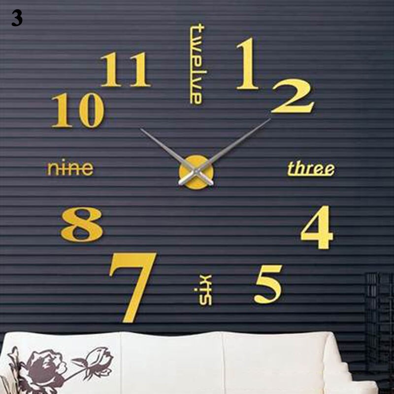 Reloj de pared y moderno para decoración del hogar, cronógrafo con números, reloj de pared adhesivo, grande, 3D, Digital,: 3