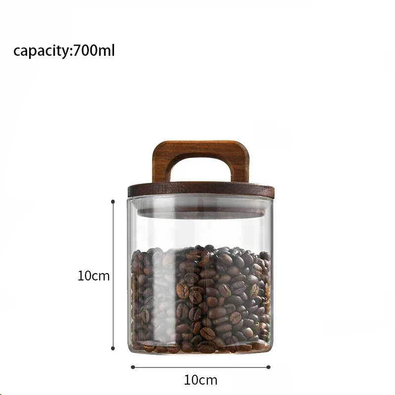 Tarro sellado de vidrio para granos de café con tapa de madera, tarros transparentes para granos de té, dulces, contenedores de almacenamiento de alimentos, botellas de almacenamiento de cocina: Amarillo claro