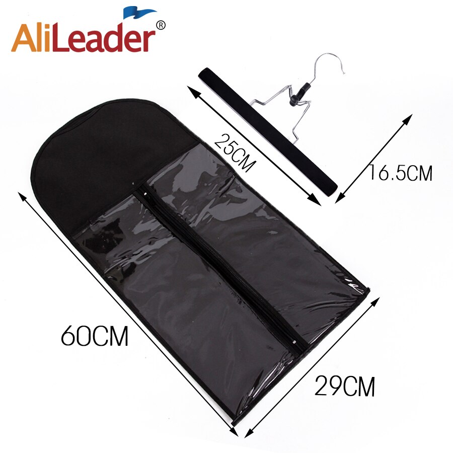 Support de rangement de perruque en bois d'usine alileader avec sac de perruque pour extension de cheveux perruque anti-poussière sac d'extension de cheveux non tissé 10 ensembles/pièces