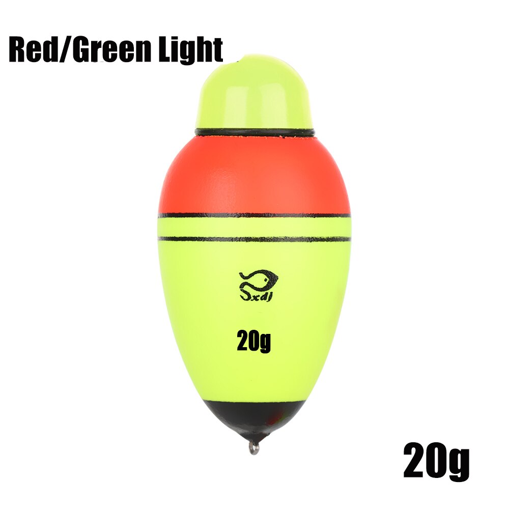 Galleggiante da pesca elettronico 1PC con 1 cella a bottone notte schiuma Eva bastone leggero in plastica attrezzatura da pesca portatile 20g/30g/40g/50g/60g: Red-Green Light-20g