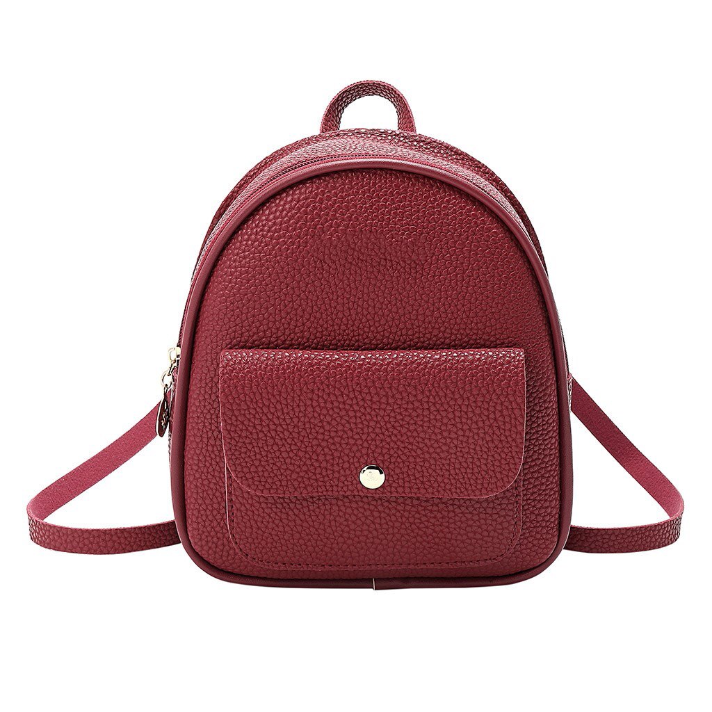 Moda feminina ombros pequena mochila carta bolsa do telefone móvel simples senhoras bolsa de viagem estudante mochilas escolares: Vermelho