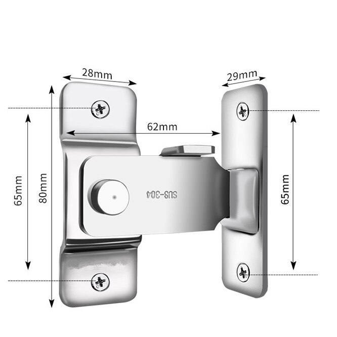 Modern Large Hasp Latches 304 Stainless Steel Sliding Door Chain Locks Security Tools Hardware For Barn Sliding Door Latch: Default Title