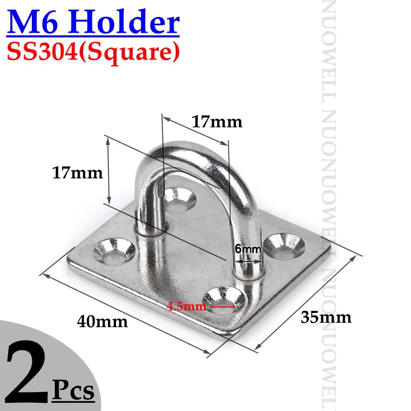 2Pcs M5 M6 M8 304 Rvs Houder Touw Haak Sluiting Connectors Deur Bout Haak Zonnescherm Netto Dekzeil Installatie onderdelen: M6 Square