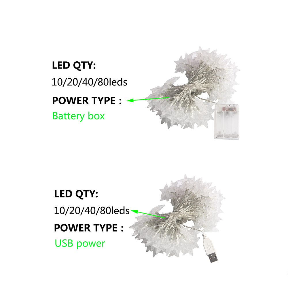 LED-Stern-Lichterkette, USB/batteriebetrieben, Lichterkette, Weihnachtsgirlande für Party, Hochzeit, Zuhause, Terrasse, Dekoration Ich bin Freien